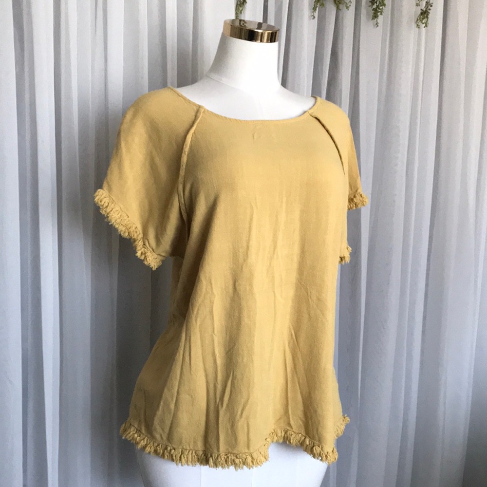 Umgee Distressed Short Sleeve Relaxed Oversized Top